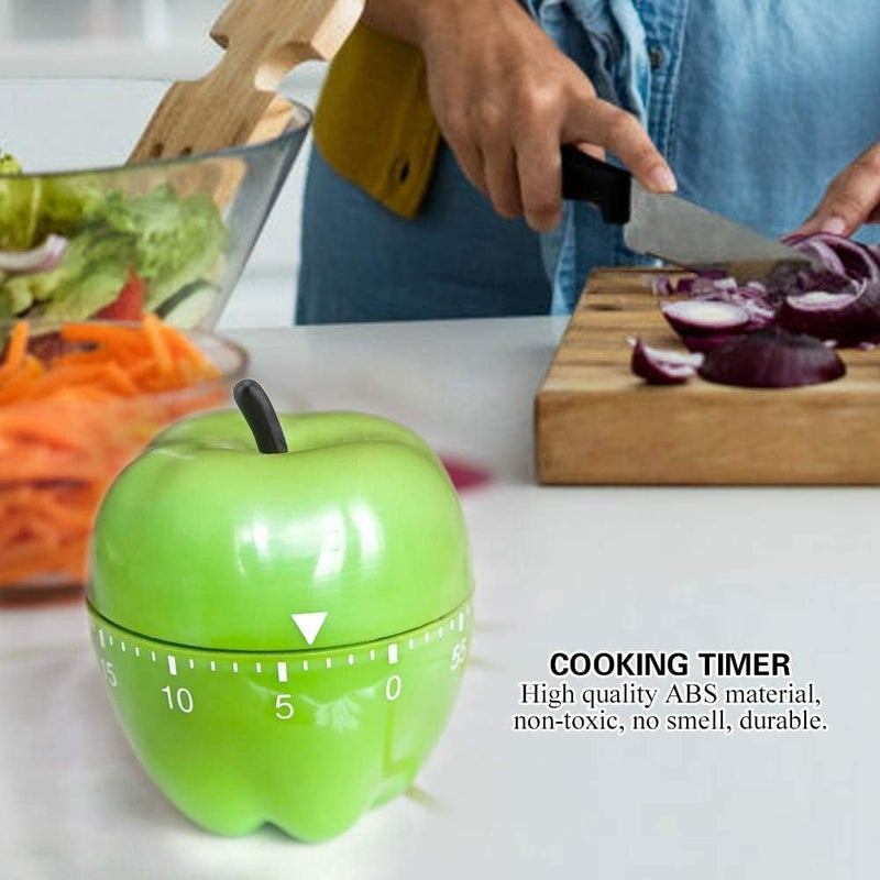woobles Kitchen Timer, 60 Minutes Mechanical Wind-Up Timer Apple Shape Kitchen Cooking Timer No Battery Needed,Suitable for Kitchen Cooking Baking Housework Labs Timing - Image 4